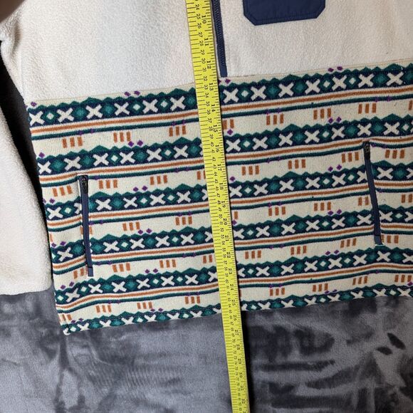 L.L. Bean Womens Medium Sherpa Half Zip Sweater Sailcloth Multi Color Pullover - Picture 2 of 7